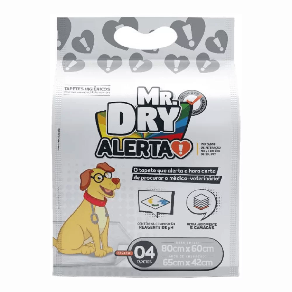 Tapete Higiênico Mr. Dry Alerta 80x60cm - 4 Unidades