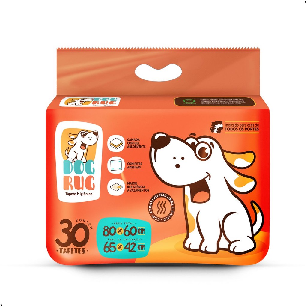 Tapete Higiênico Dog Rug 80x60cm - 30 unidades 