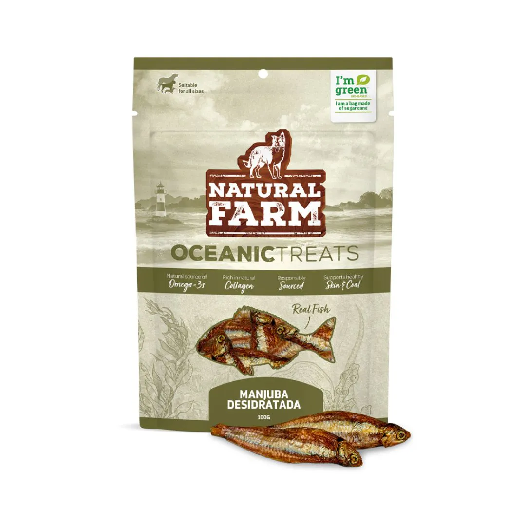 Petisco Natural Farm Oceanic Treats Manjuba Desidratada para Cães 100g -