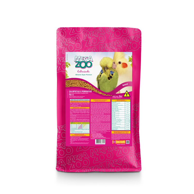 Megazoo Ração para Calopsita e Periquito PM13 - 900g