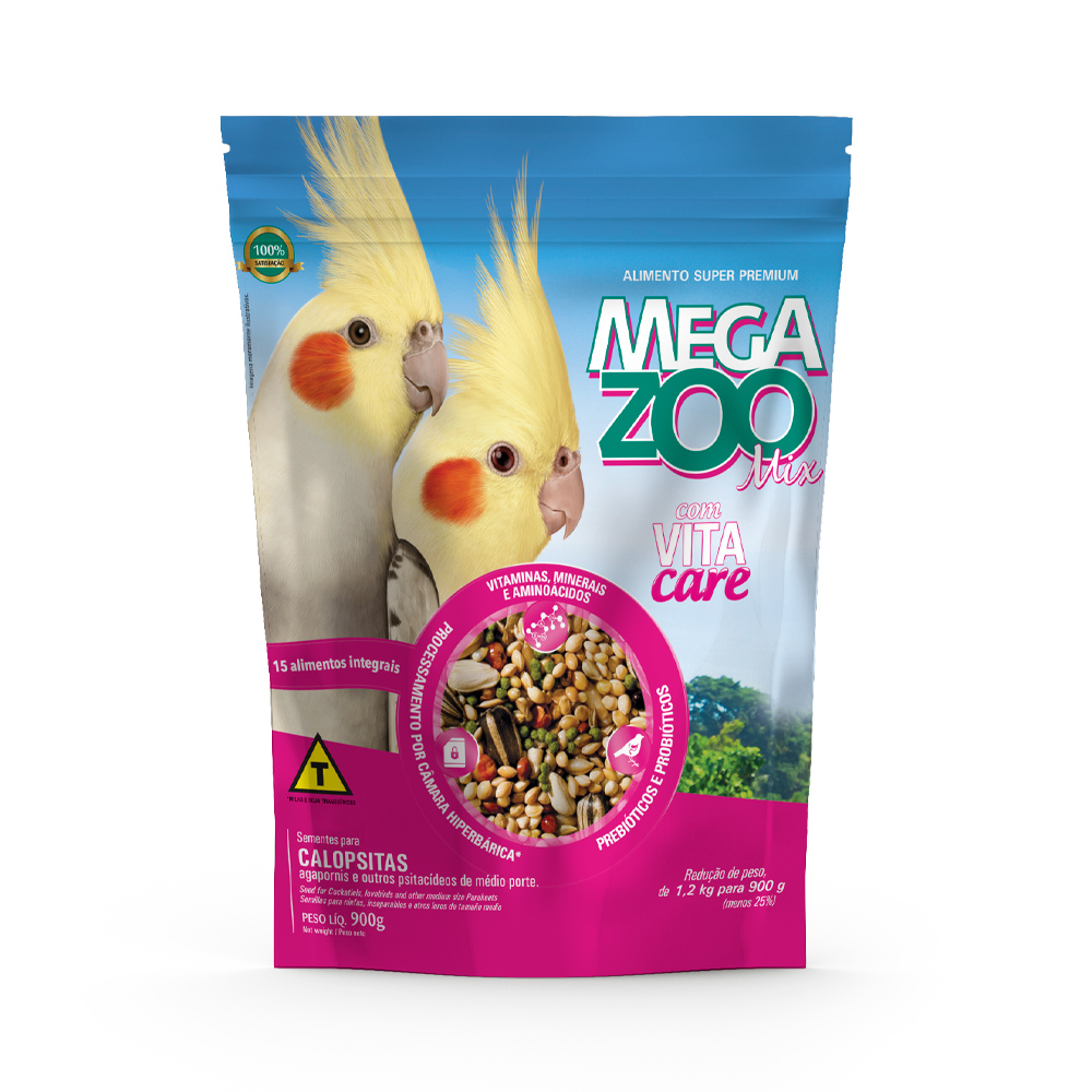 Megazoo Ração Mix para Agapornis e Calopsitas - 900g