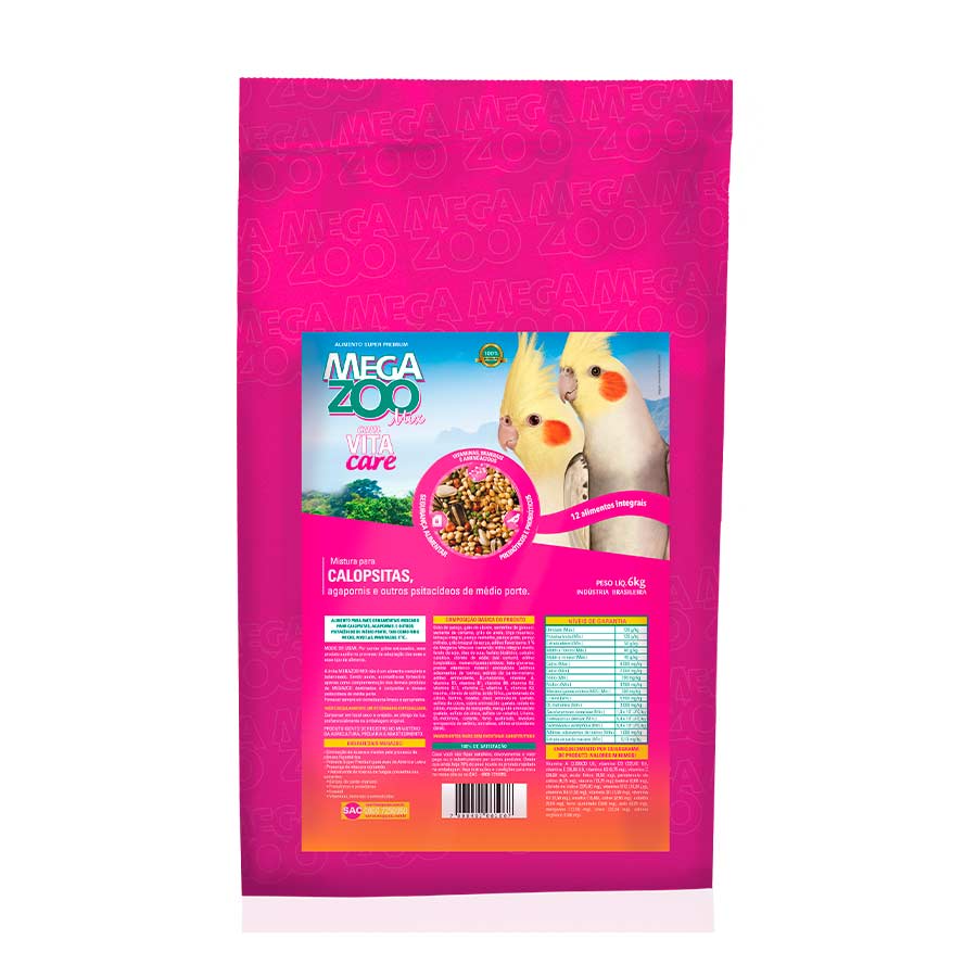 Megazoo Ração Mix para Agapornis e Calopsitas - 6kg