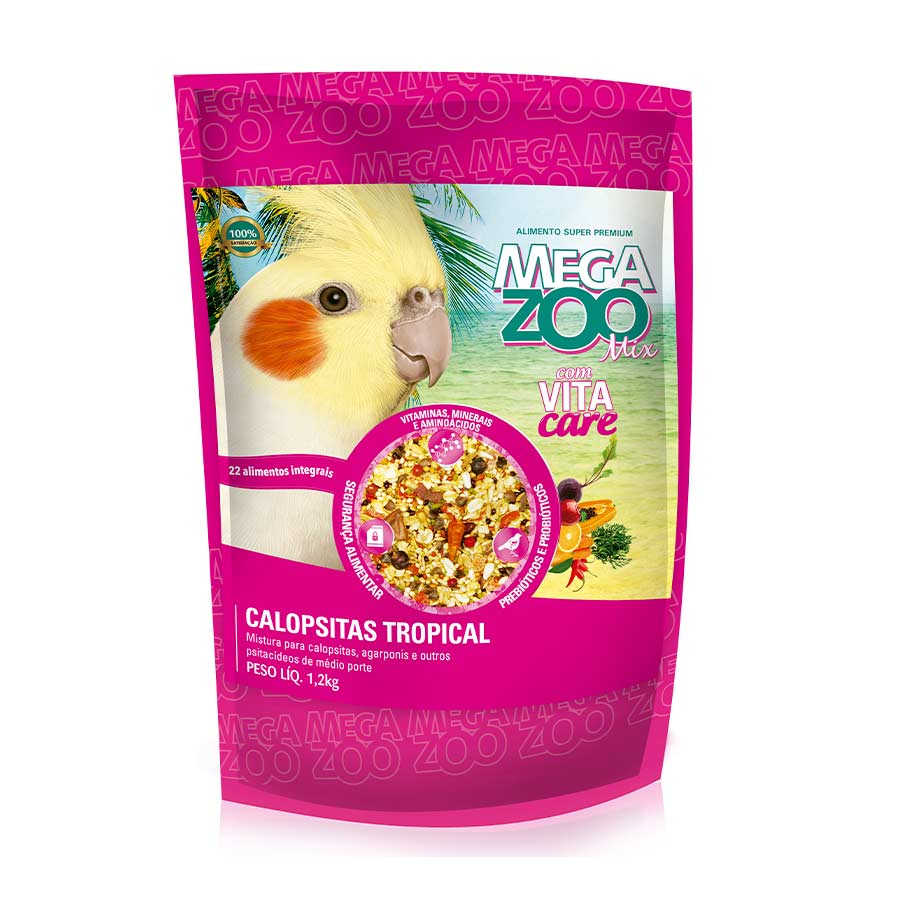 Megazoo Ração Mix Calopsitas Tropical - 1,2kg