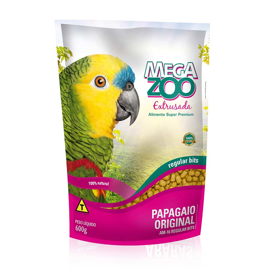 Megazoo Ração Extrusada Am16 para Papagaio Regular - 600g