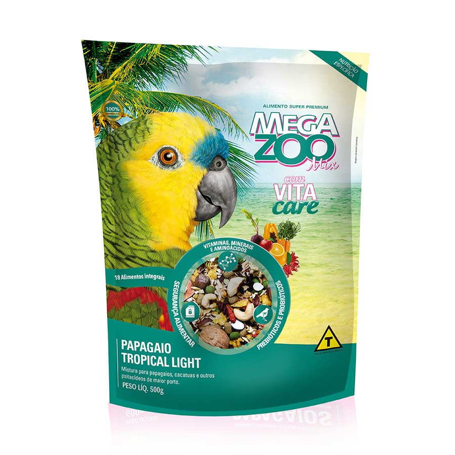 Megazoo Ração para Papagaio Tropical Mix Light - 500g
