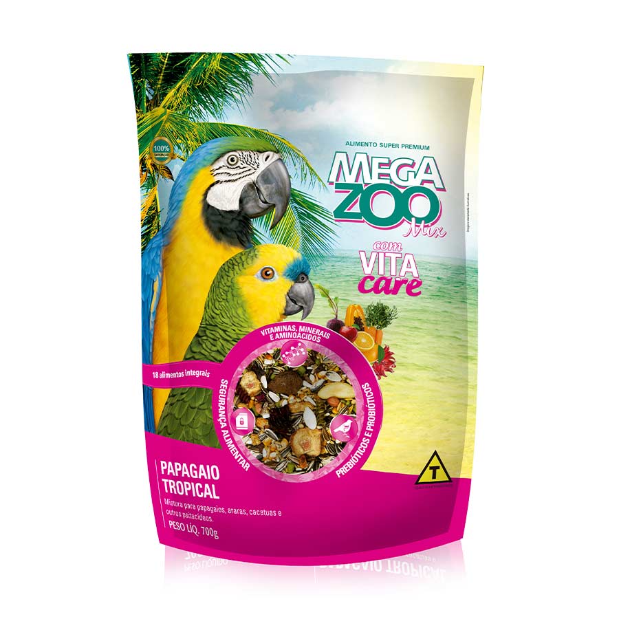 Megazoo Ração Mix para Papagaios Tropical - 700g